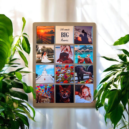 Custom photo magnet with strong hold on fridge.
