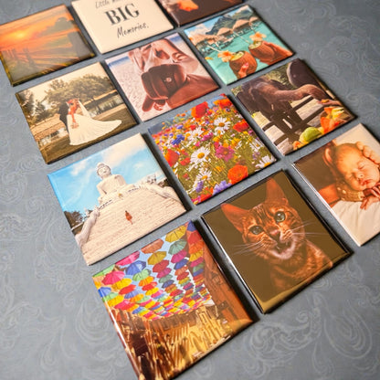Custom photo magnet with strong hold on fridge.
