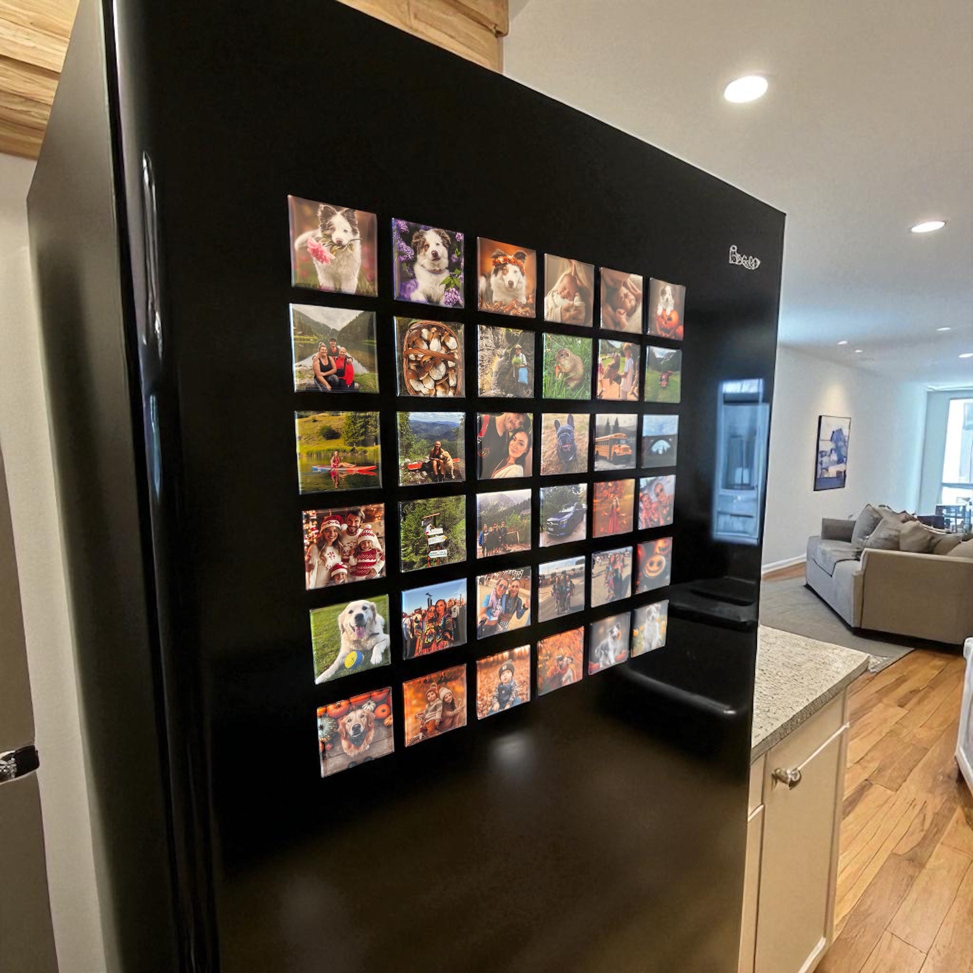 Custom photo magnet with strong hold on fridge.