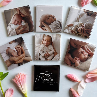 Custom photo magnet with strong hold on fridge.