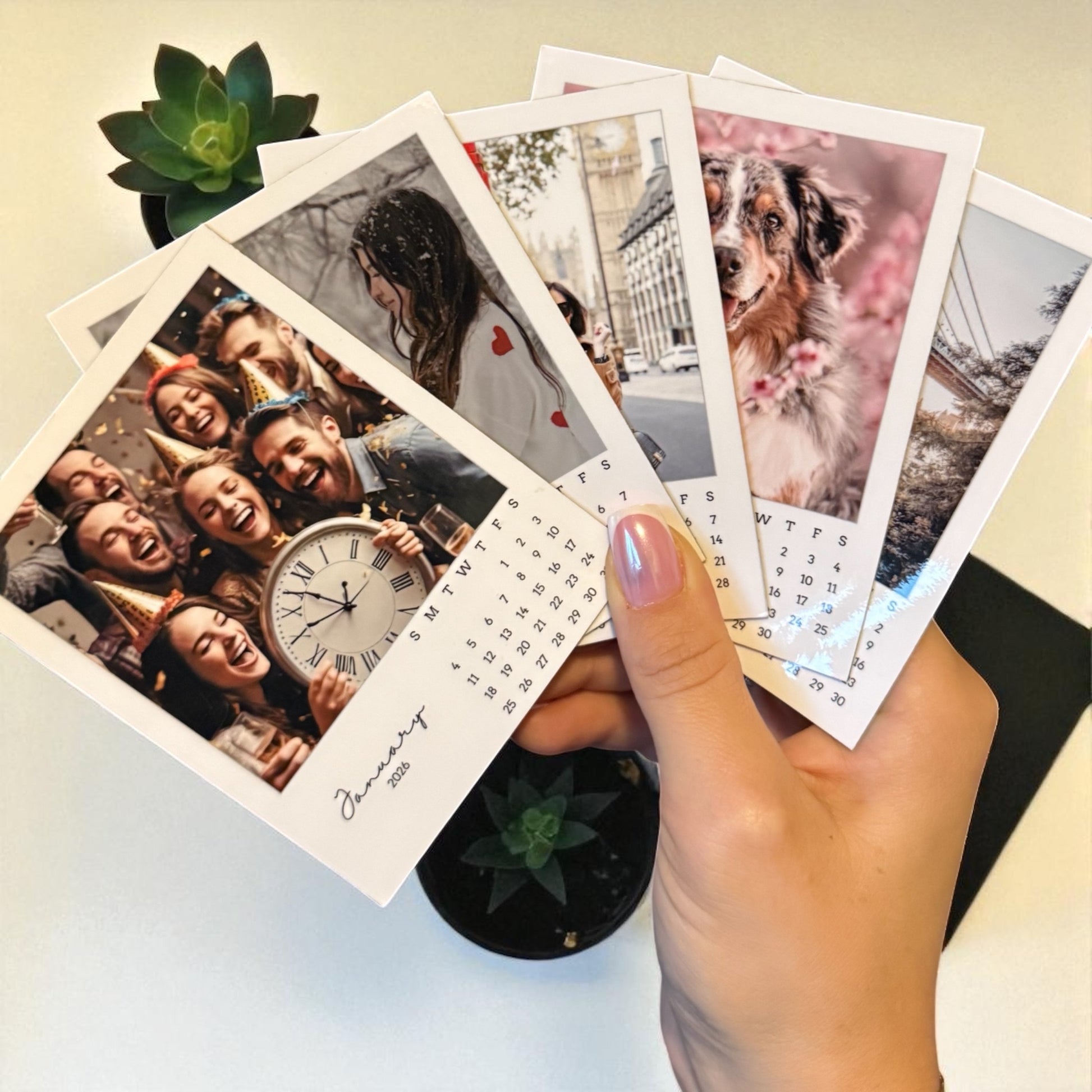 Custom photo calendar magnet with strong hold on fridge
